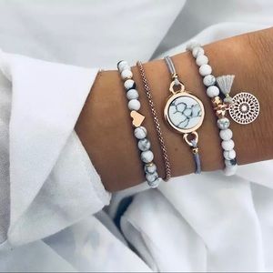 Mandala & Heart Stone Bracelets Set